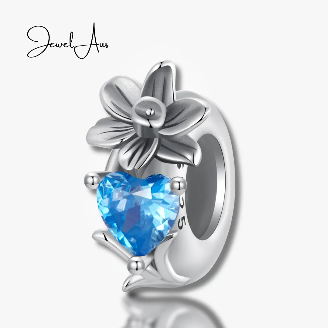jewelaus CHARMS March Birthstone Flower Stopper Charm