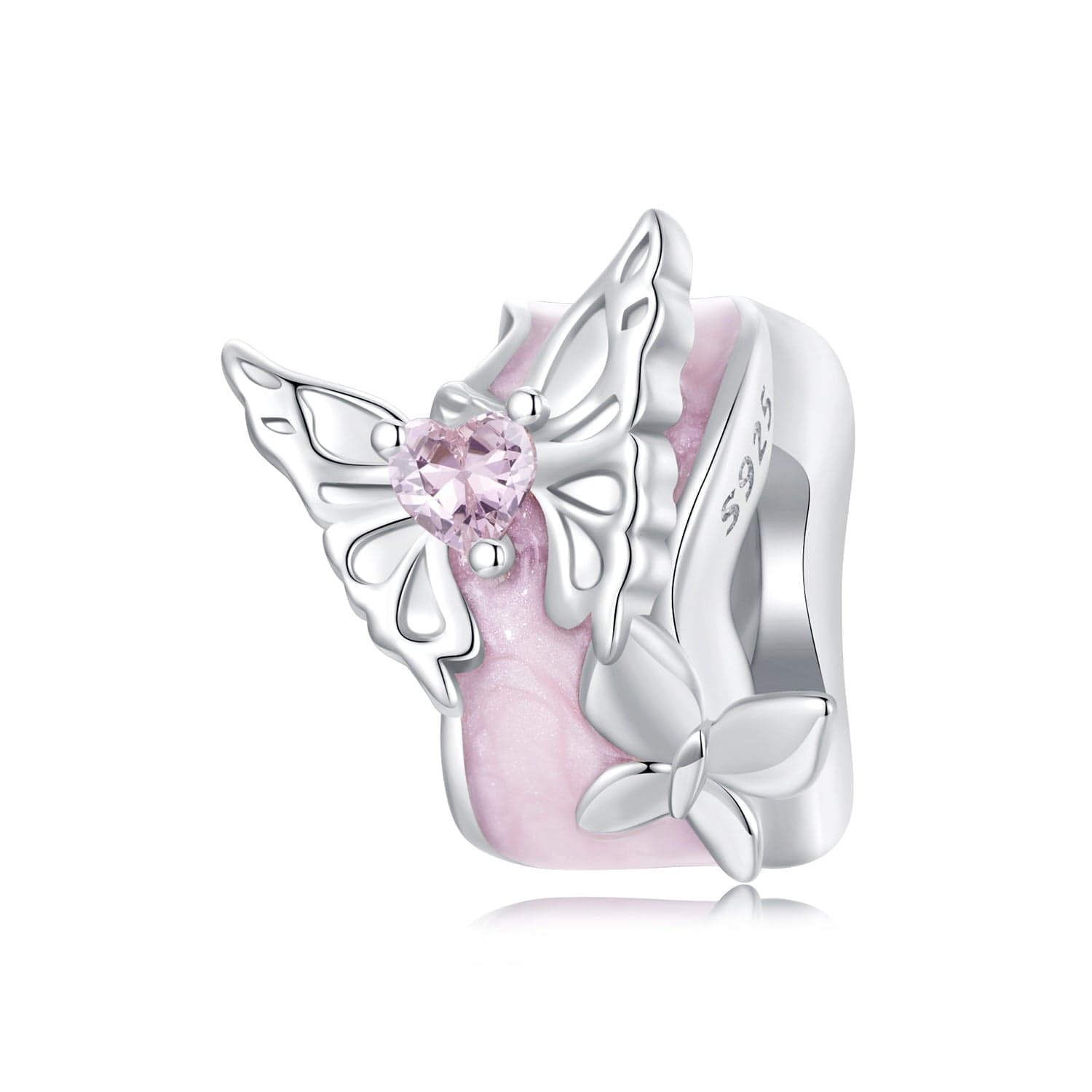 jewelaus CHARMS Pink Butterfly Stopper Charm