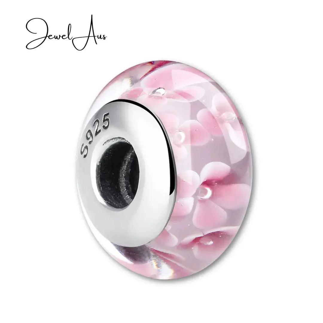 jewelaus CHARMS Pink Murano Flower Glass Charm