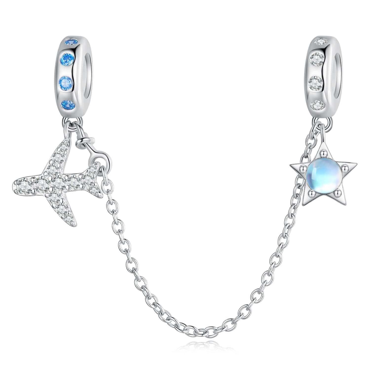 jewelaus CHARMS Plane & Stars Safety Chain