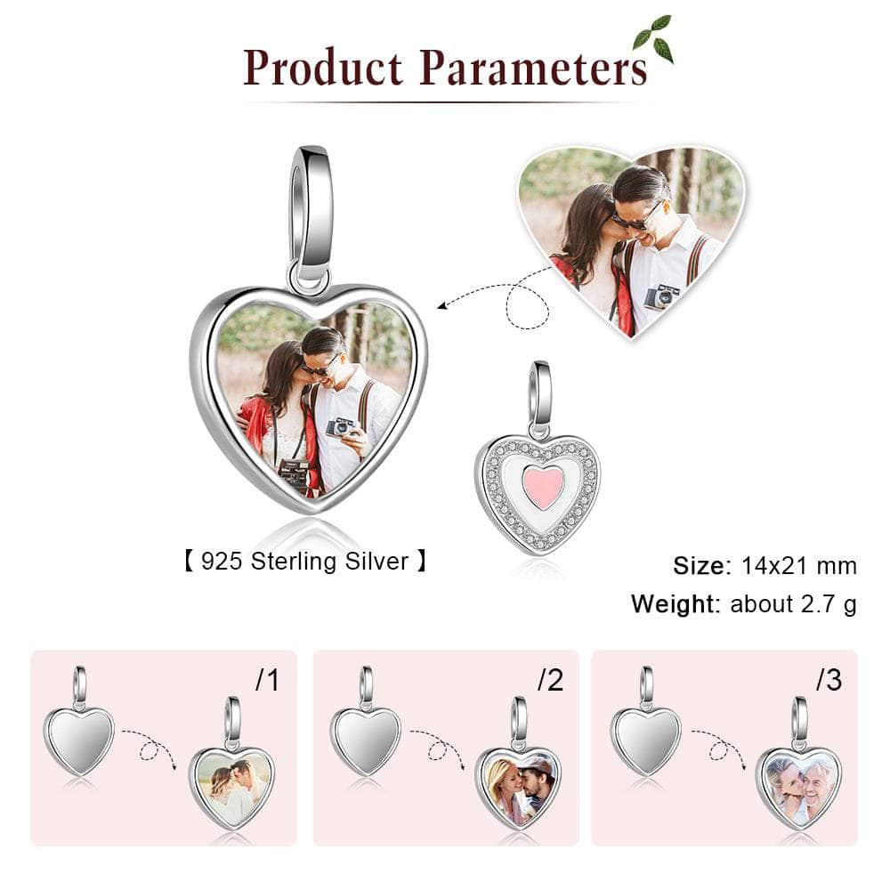 jewelaus CHARMS Sterling Silver Heart Photo Pendant