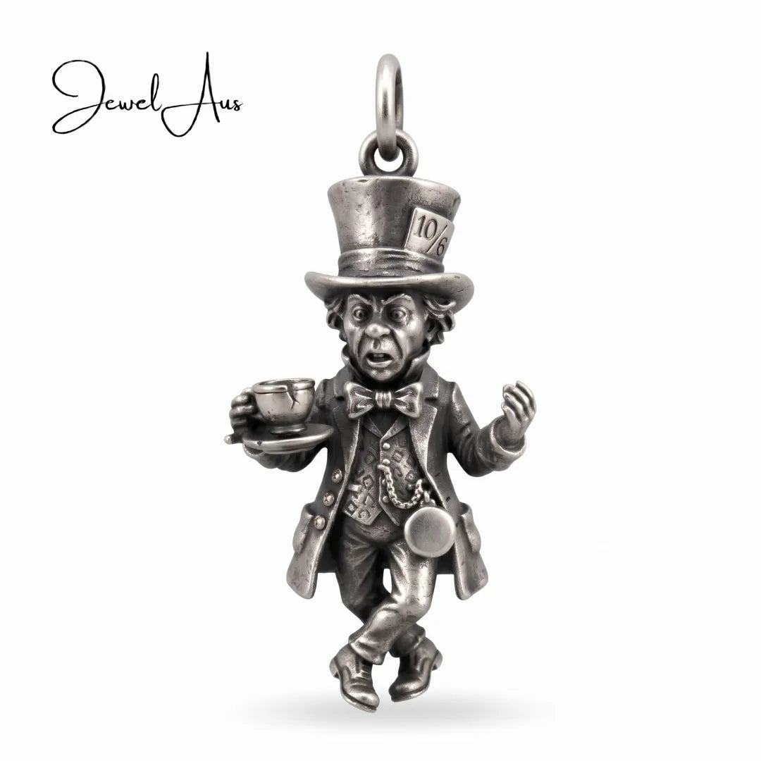 jewelaus CHARMS Sterling Silver Mad Hatter in wonderland Charm