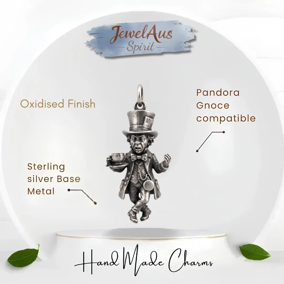 jewelaus CHARMS Sterling Silver Mad Hatter in wonderland Charm