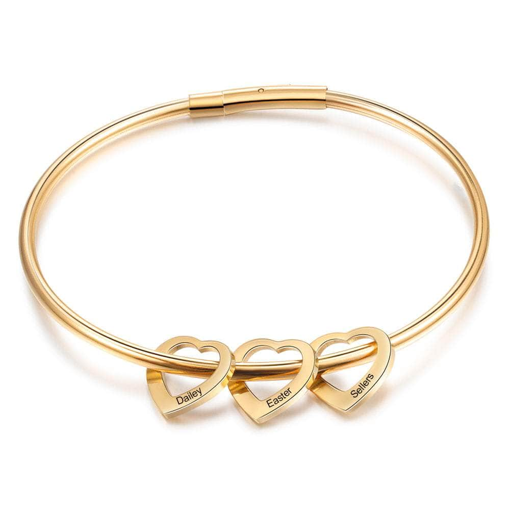 jewelaus custom brace 3 / Gold Plated Custom Heart Bangle Bracelet