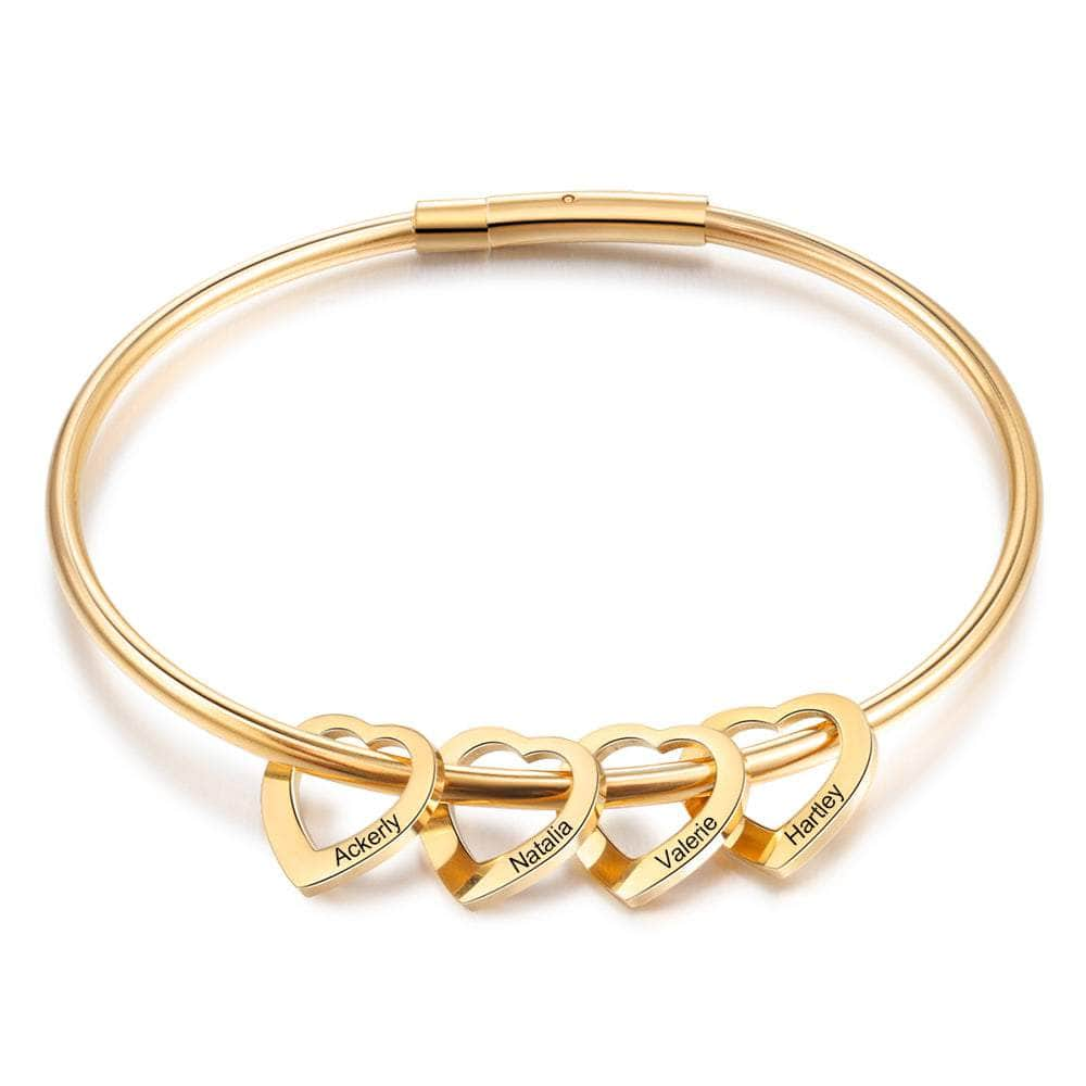 jewelaus custom brace 4 / Gold Plated Custom Heart Bangle Bracelet