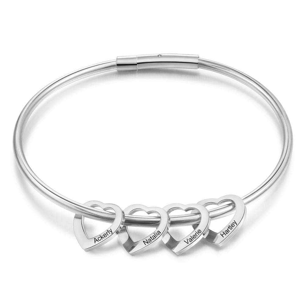 jewelaus custom brace 4 / White Gold Plated Custom Heart Bangle Bracelet