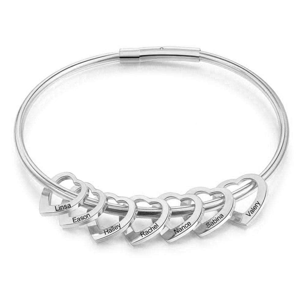 jewelaus custom brace 7 / White Gold Plated Custom Heart Bangle Bracelet