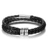 jewelaus custom brace Black Sterling silver Leather Engraving Bracelet