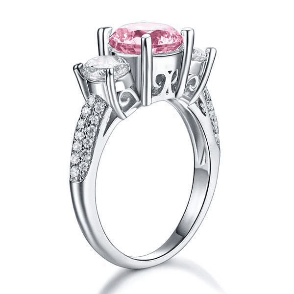 jewelaus CUSTOM ring Sterling Silver 3-Stone Pink Ring