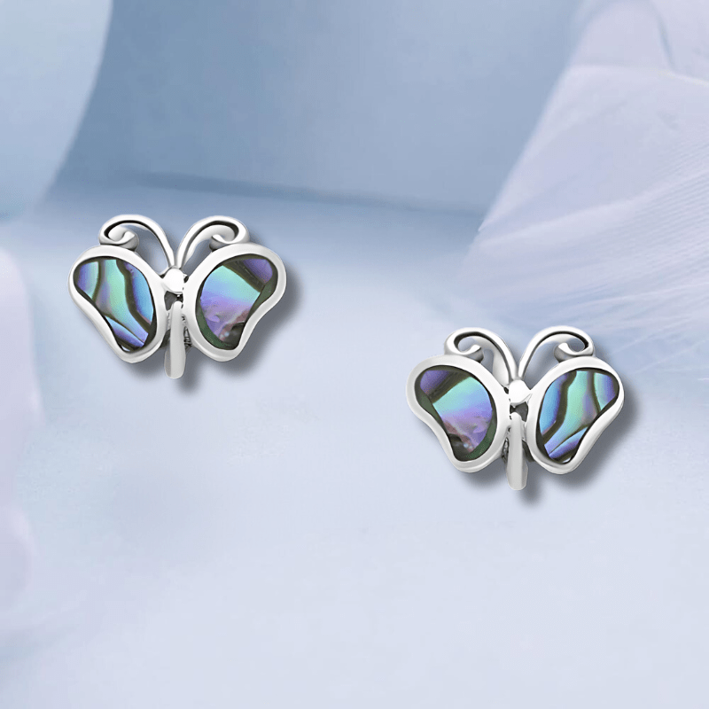 jewelaus Earrings Abalone Sterling Silver Butterfly Earrings