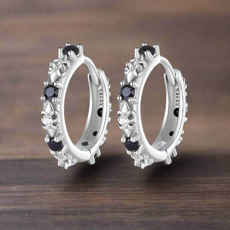 jewelaus Earrings Black Iris Hoop Earrings