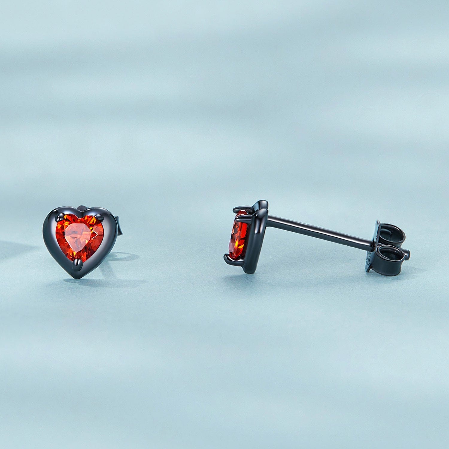 jewelaus Earrings Black & Red Heart Earrings