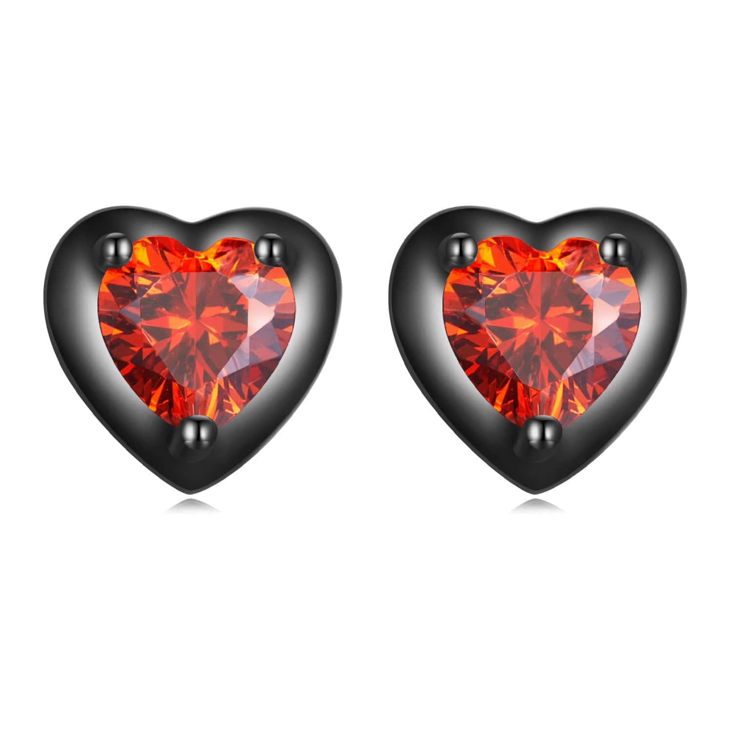 jewelaus Earrings Black & Red Heart Earrings