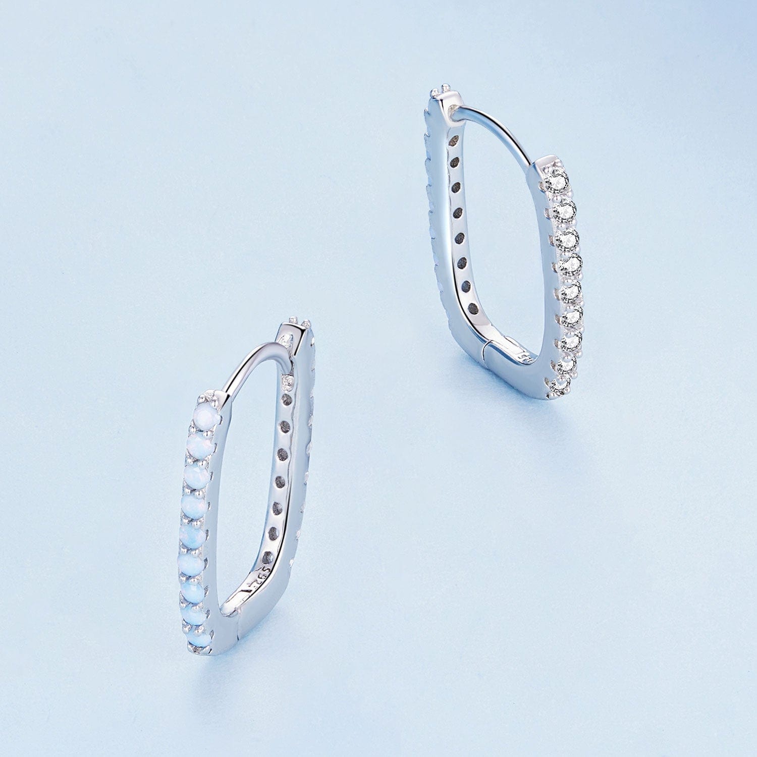 jewelaus Earrings Blue Gem Hoop Earrings