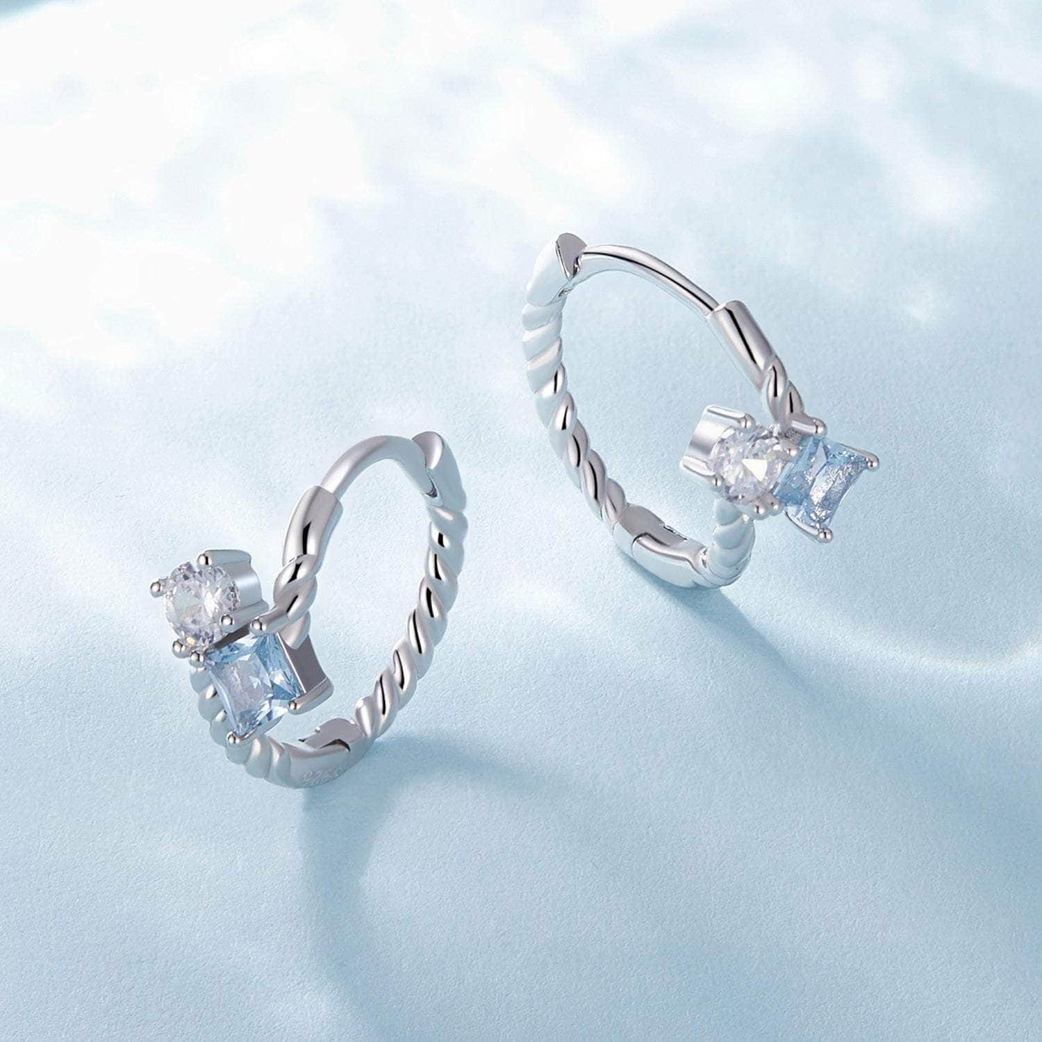 jewelaus Earrings Blue Gem Stone Earrings