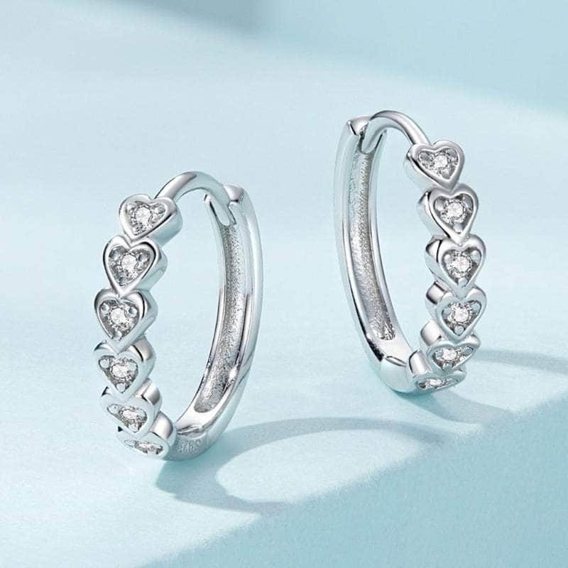 jewelaus Earrings Clear Heart Hoops Earrings