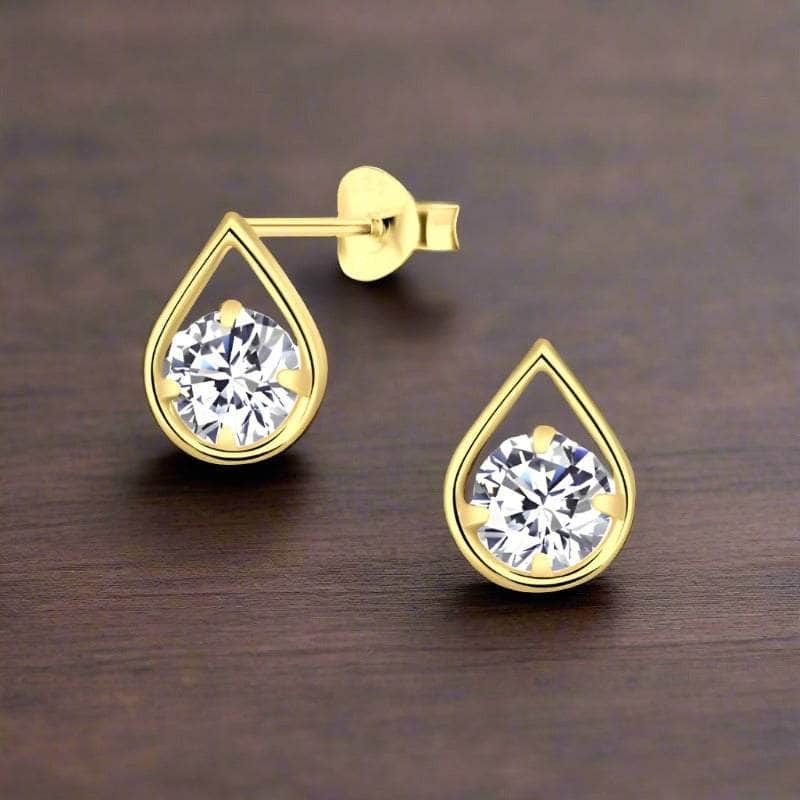 jewelaus Earrings Clear Tear Drop Cubic Zirconia Stud Earrings