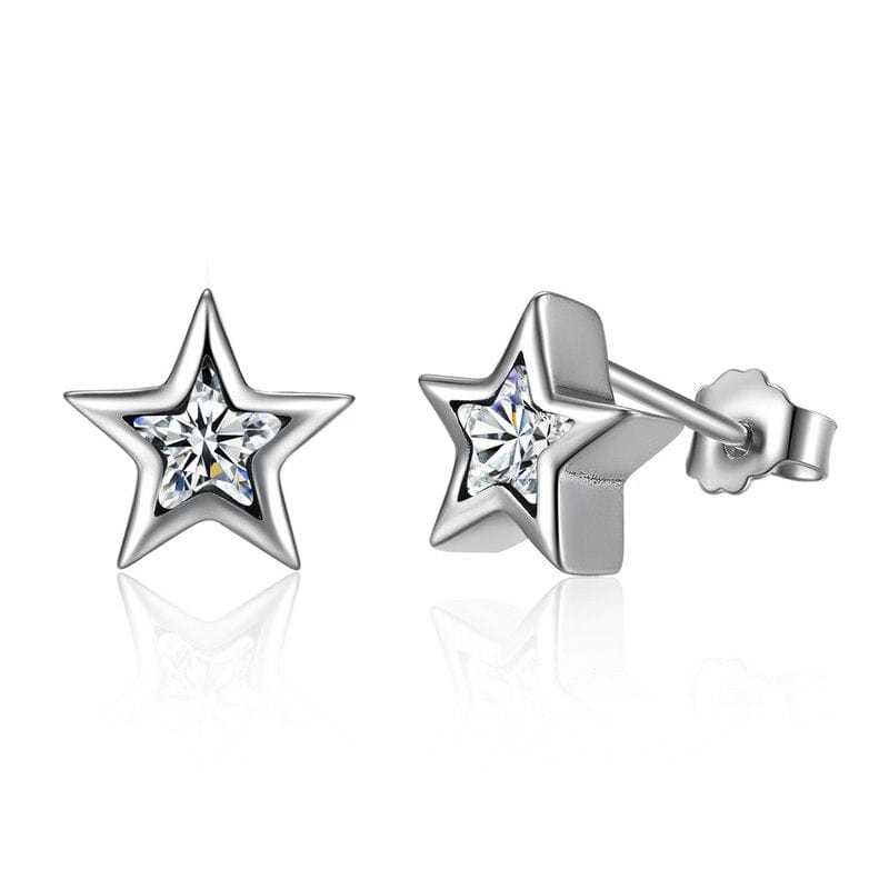 jewelaus Earrings Cubic Silver Star Earrings
