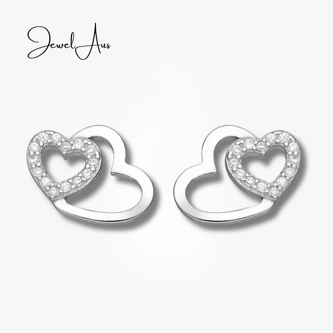 jewelaus Earrings Double Heart Earrings