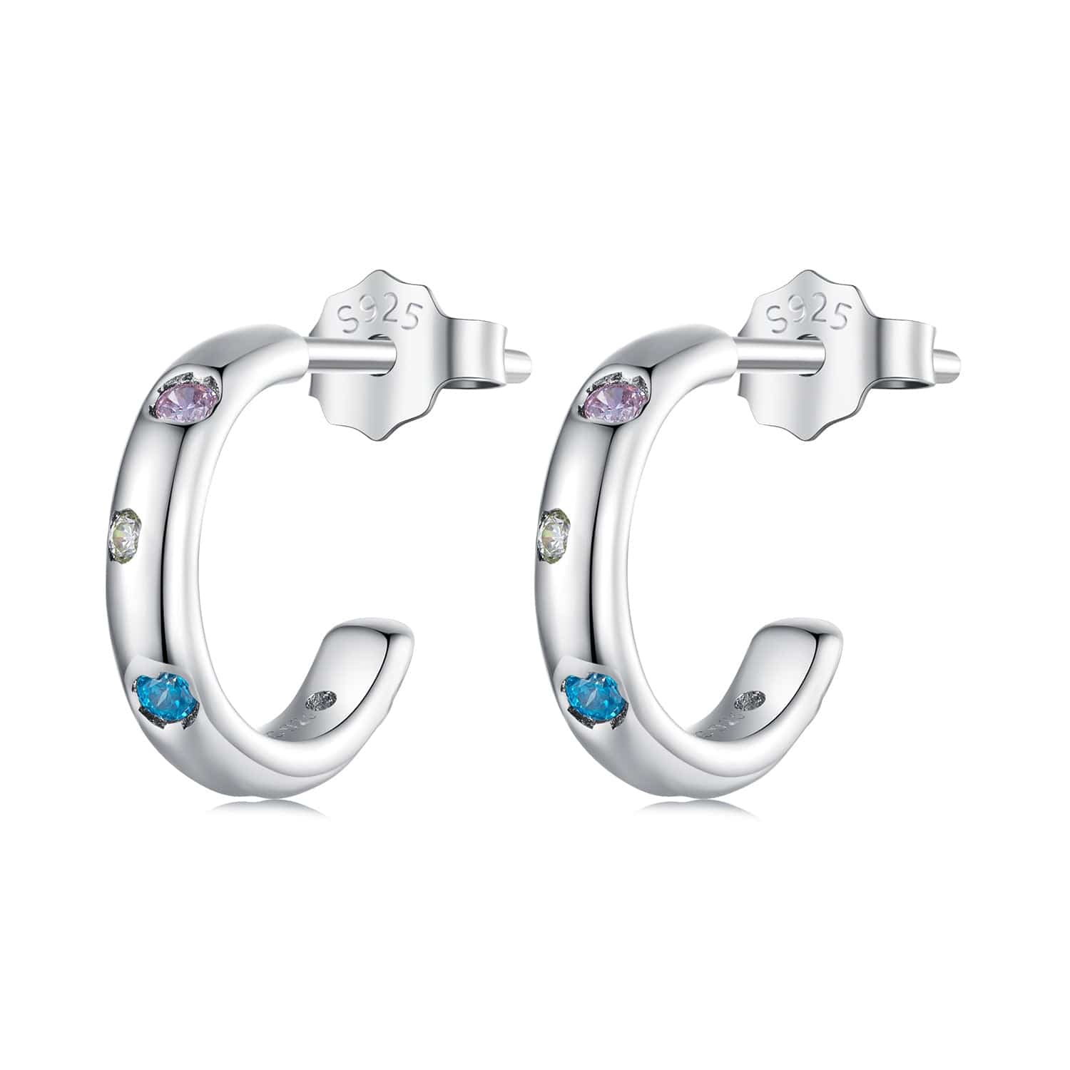 jewelaus Earrings Gem Hoop Earrings