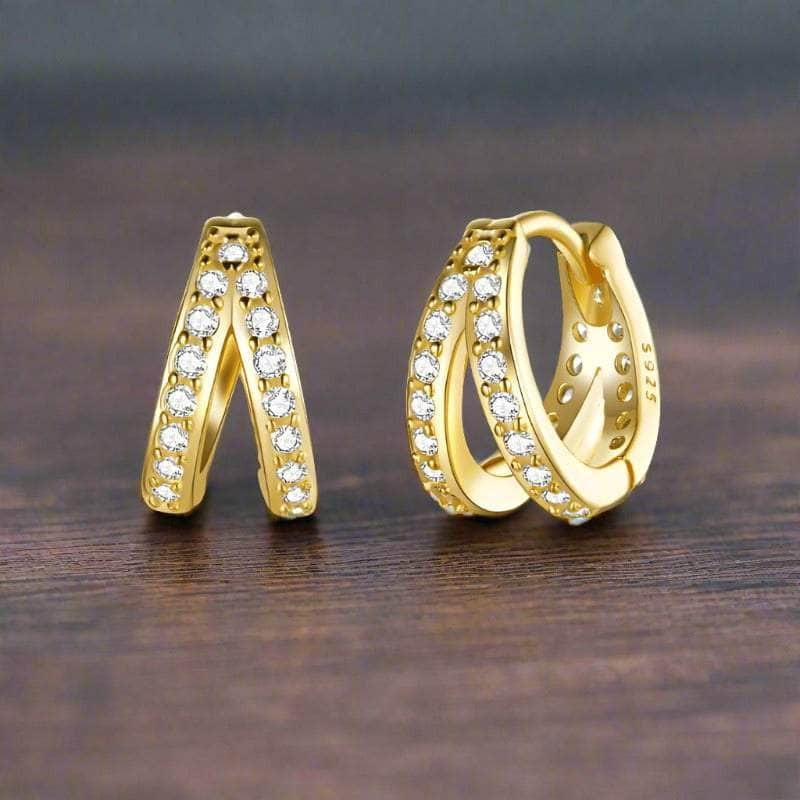 jewelaus Earrings Gold Double Hoops