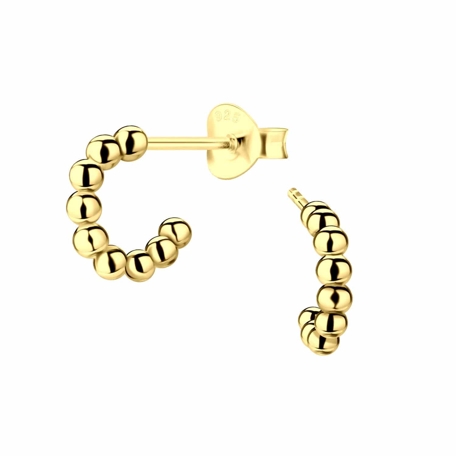 jewelaus Earrings Gold Half Hoop Stud Earrings