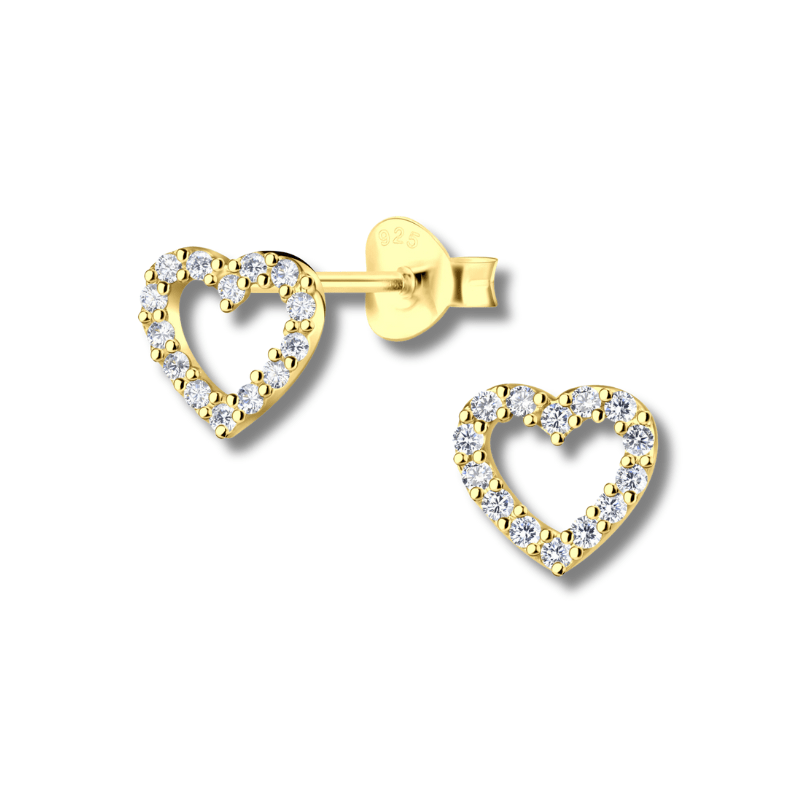 jewelaus Earrings Gold Heart Stud Earrings