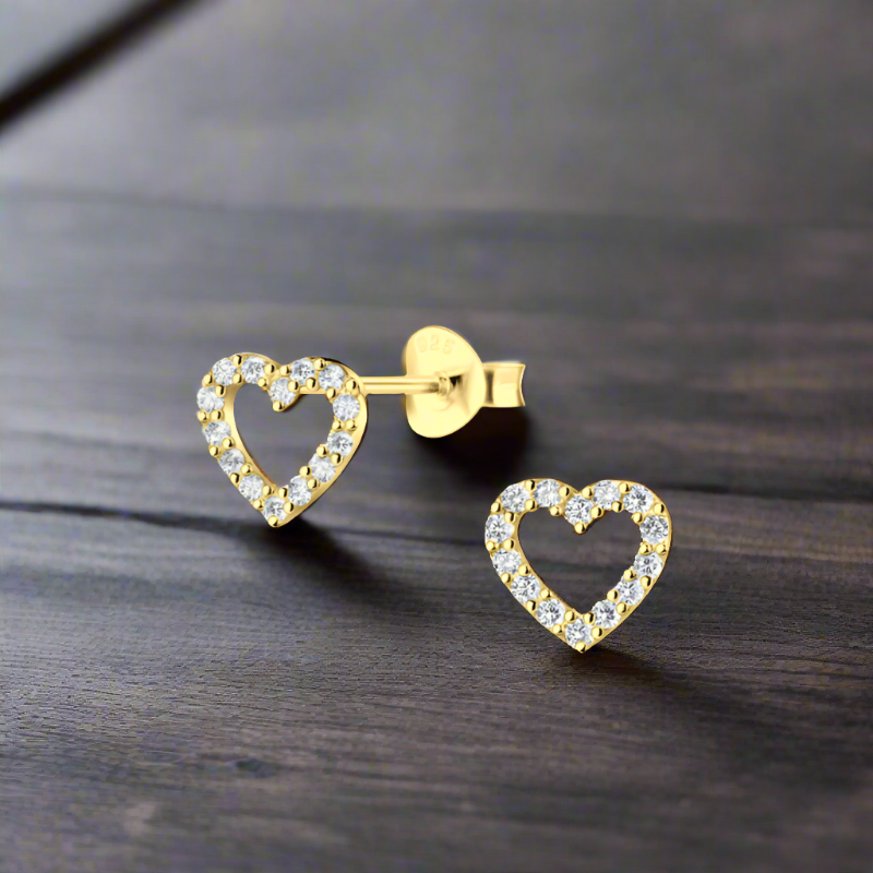 jewelaus Earrings Gold Heart Stud Earrings