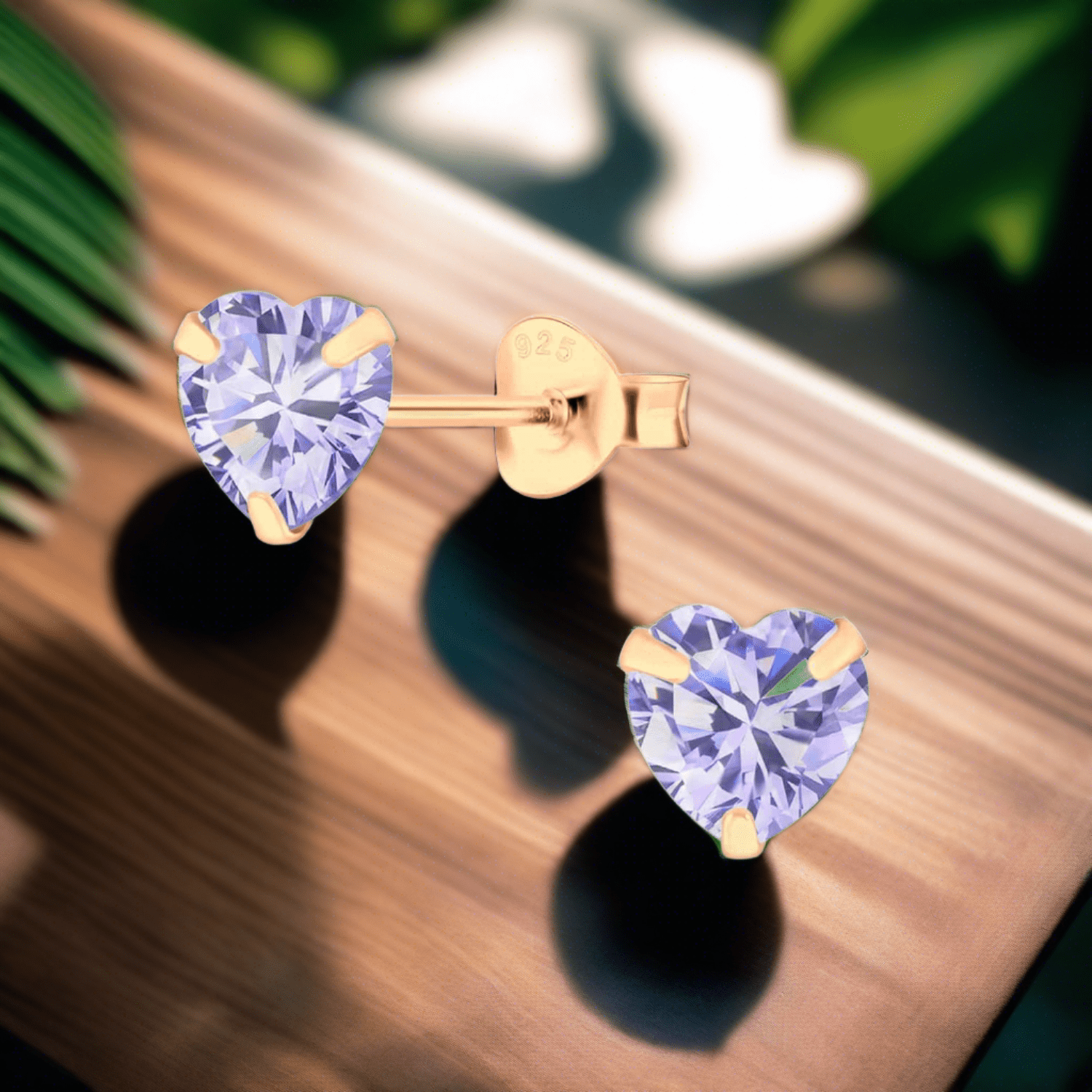 jewelaus Earrings Lavender 6mm Heart Silver Stud Earrings