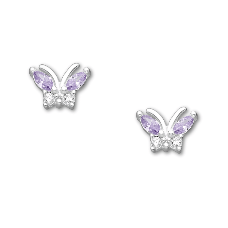 jewelaus Earrings Lavender & White Butterfly Earrings