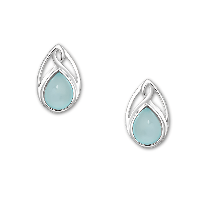 jewelaus Earrings Light Sky-Blue Chalcedony Earrings