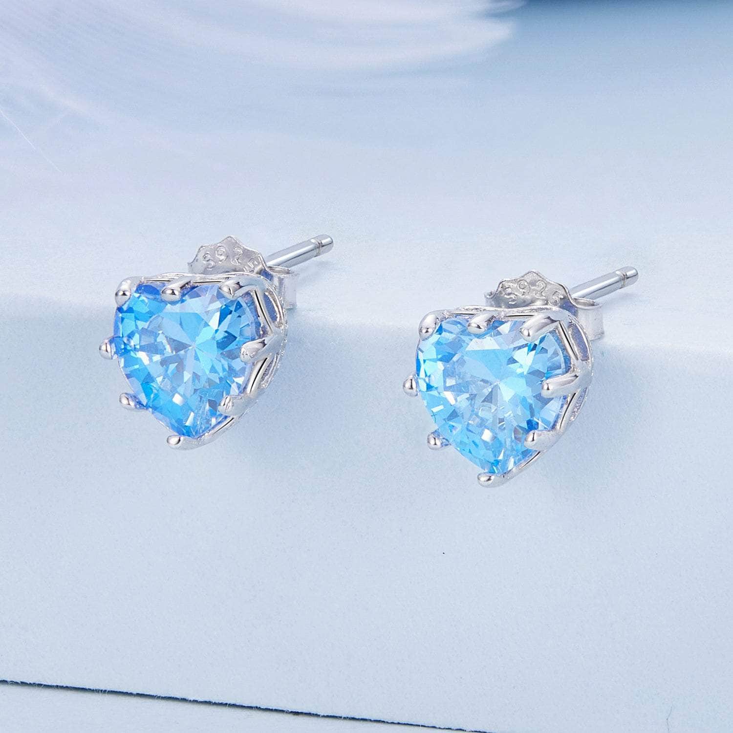 jewelaus Earrings March Birthstone Stud Earrings