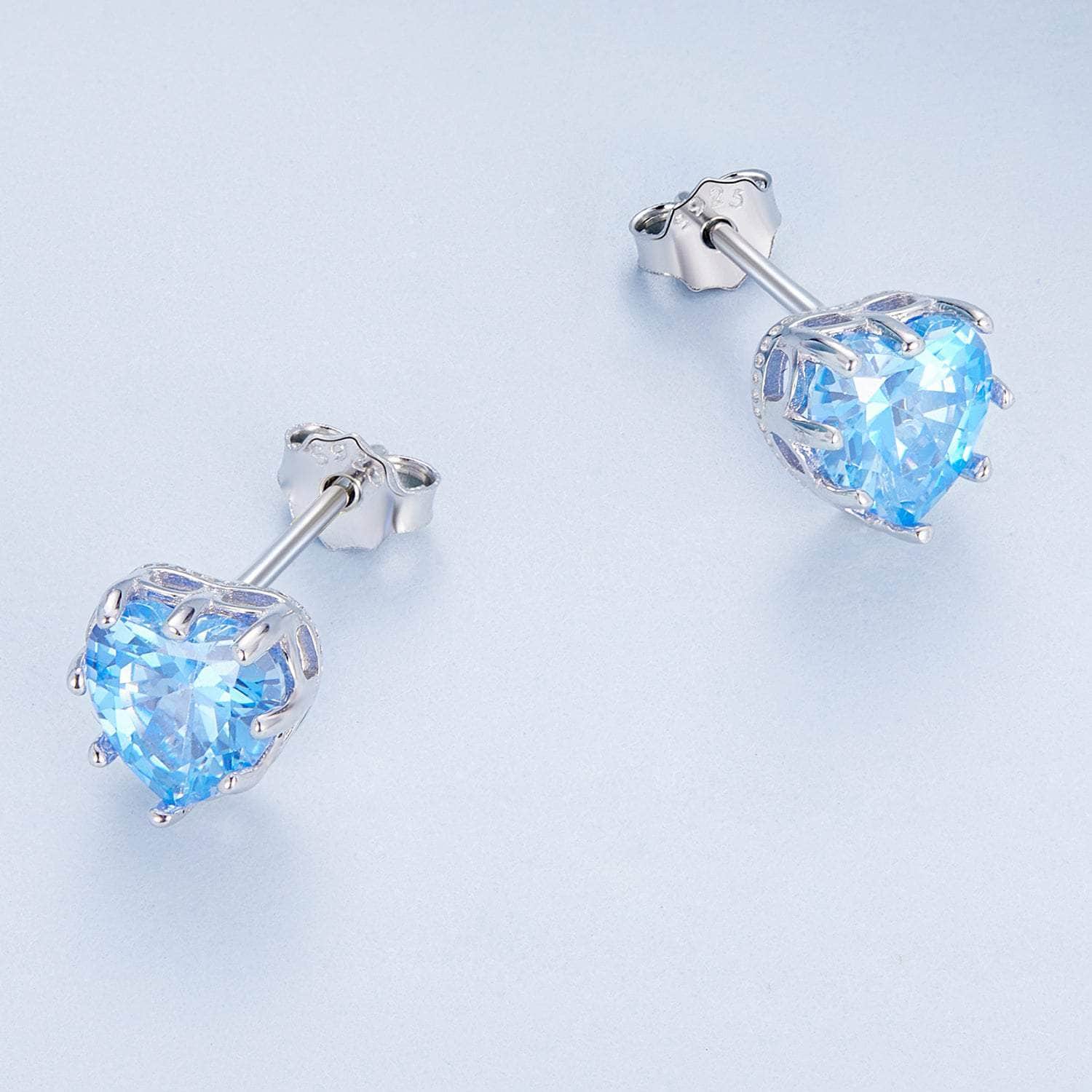 jewelaus Earrings March Birthstone Stud Earrings