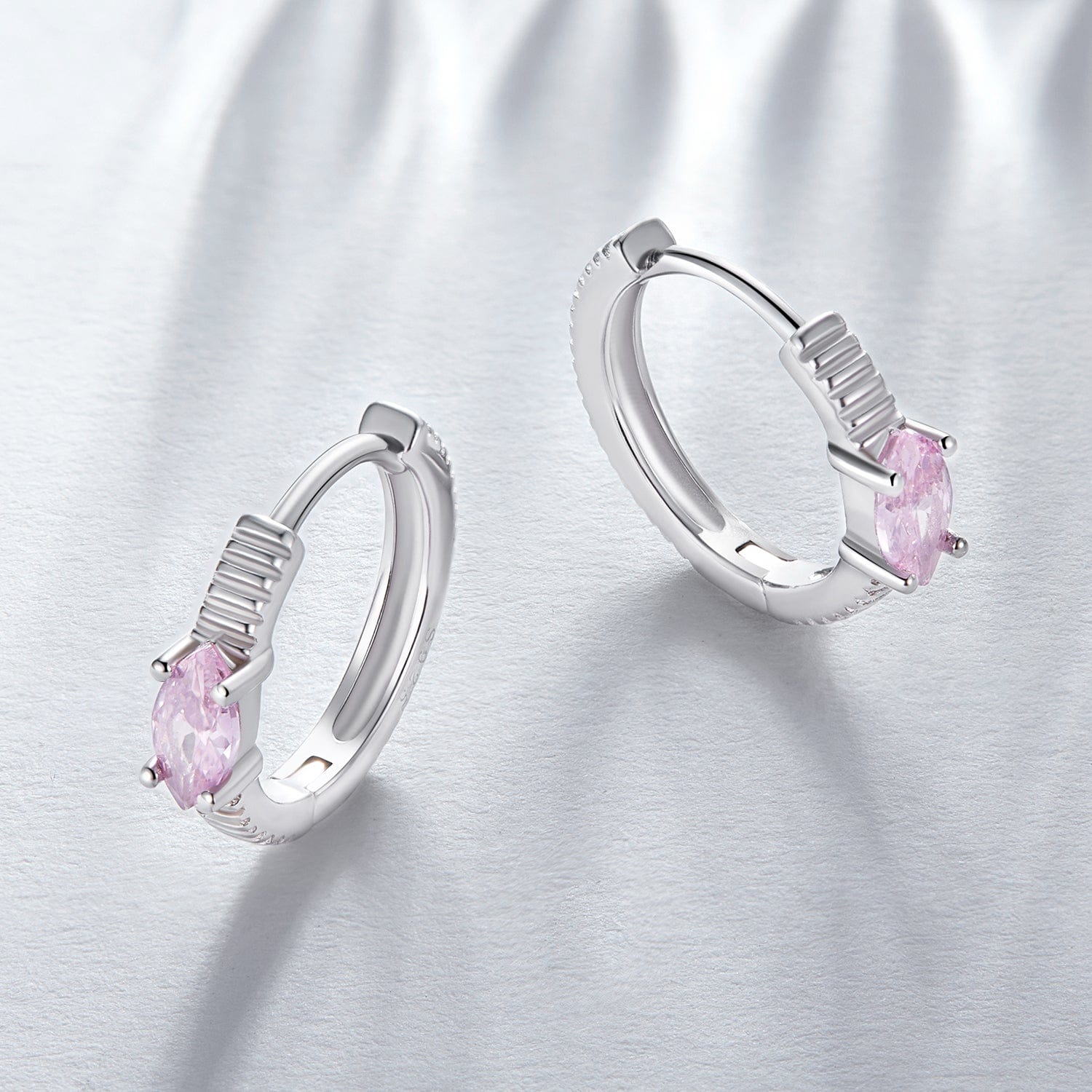 jewelaus Earrings Pink Gem Hoop Earrings