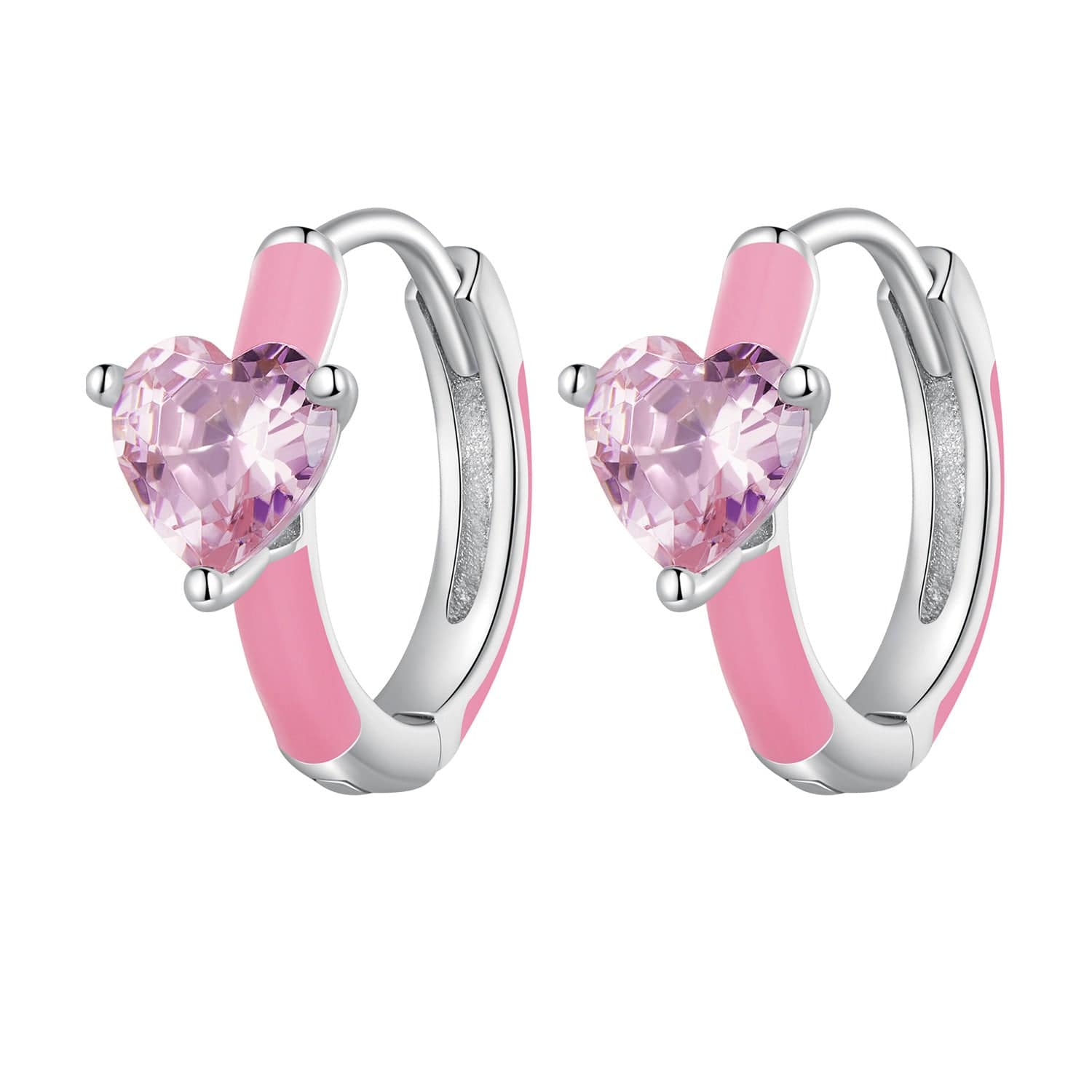 jewelaus Earrings Pink Heart Hoop Earrings