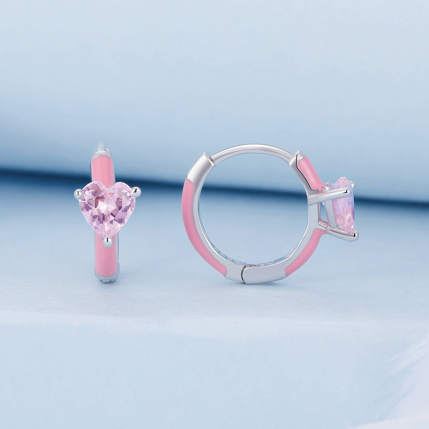 jewelaus Earrings Pink Heart Hoop Earrings