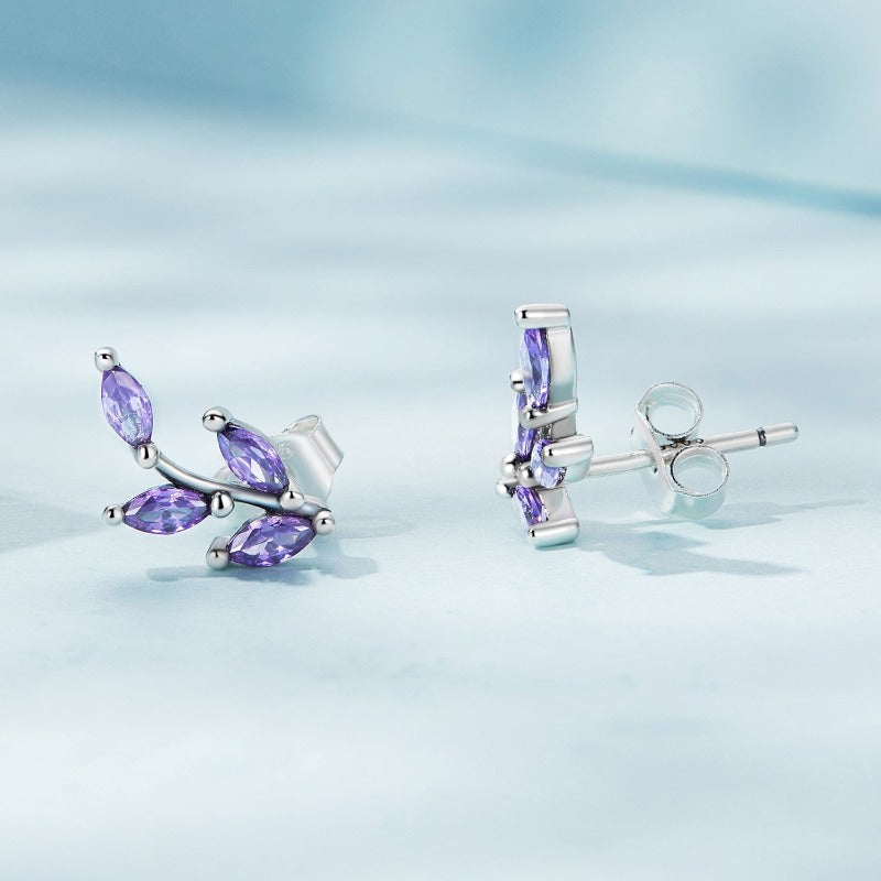 jewelaus Earrings Purple Flower Branch Earrings