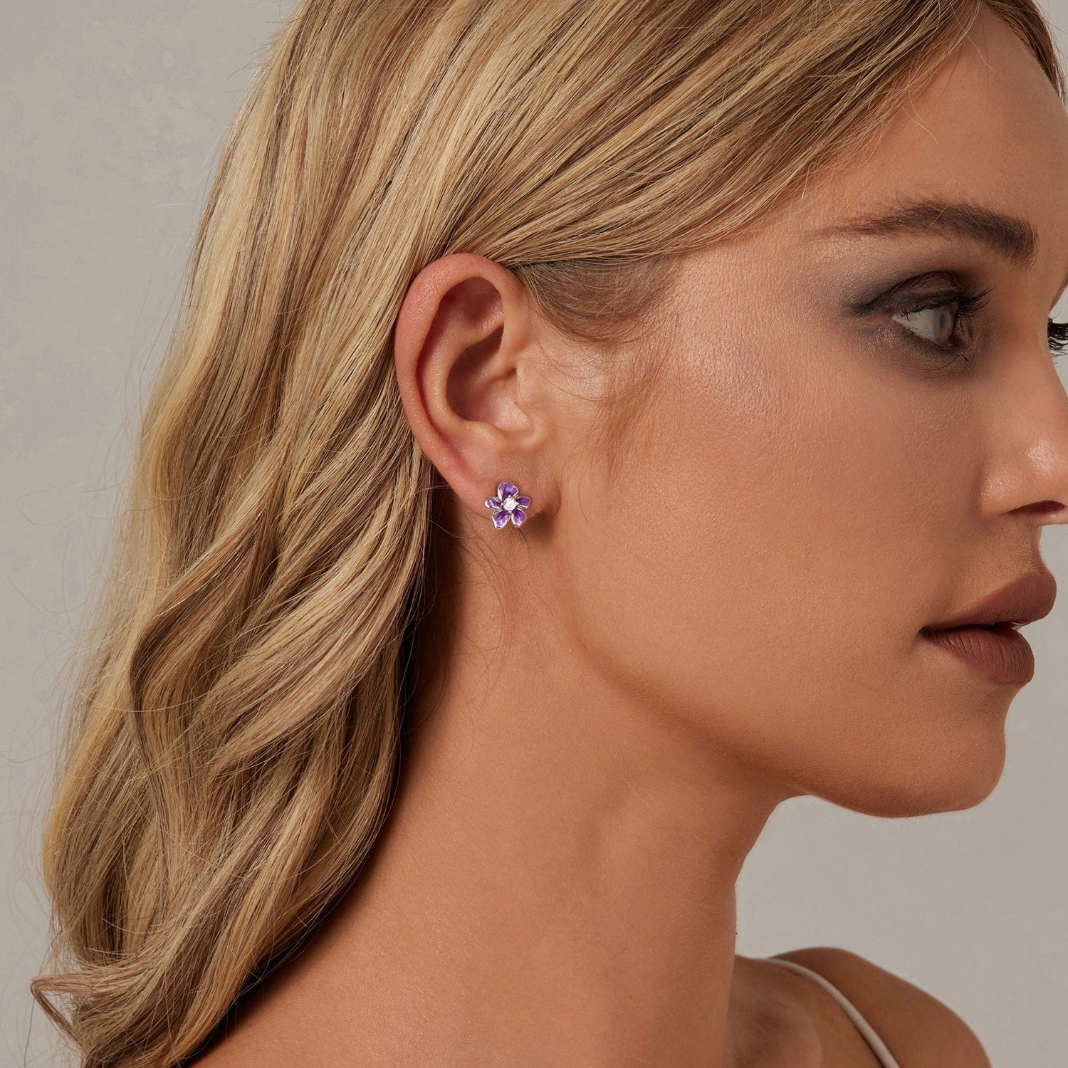 jewelaus Earrings Purple Flower Earrings