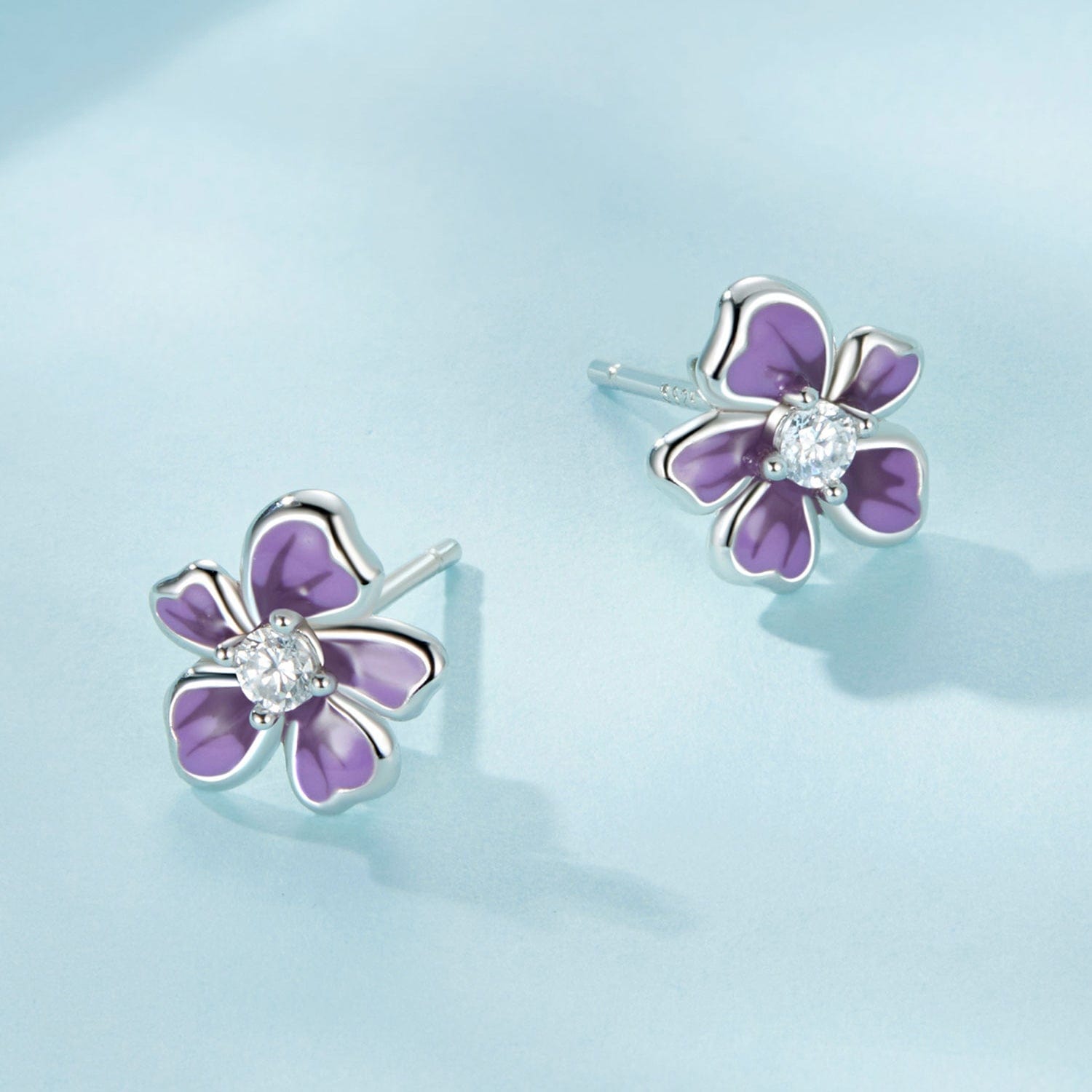 jewelaus Earrings Purple Flower Earrings