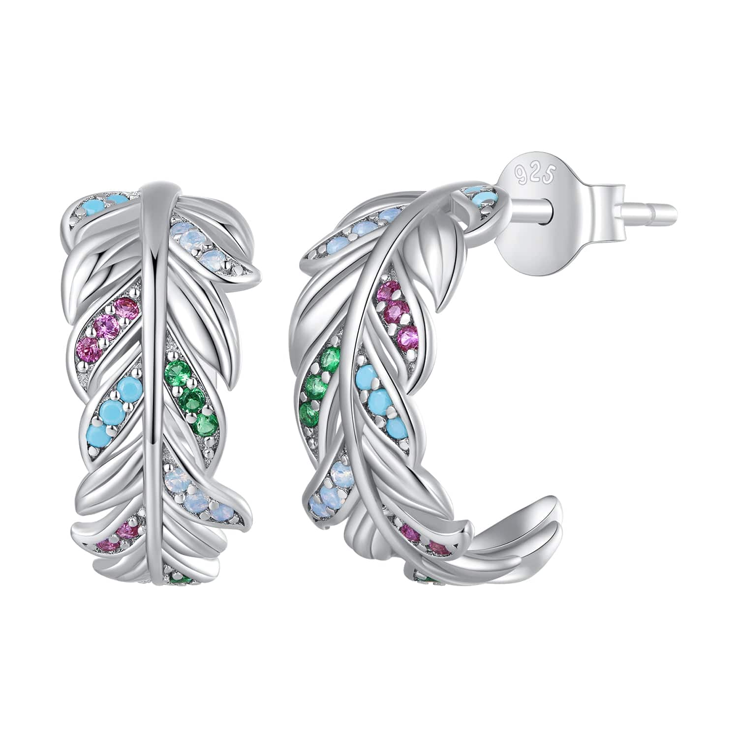 jewelaus Earrings Rainbow Feather Earrings