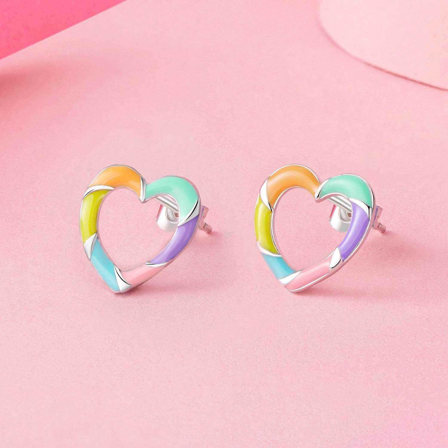 jewelaus Earrings Rainbow Heart Earrings