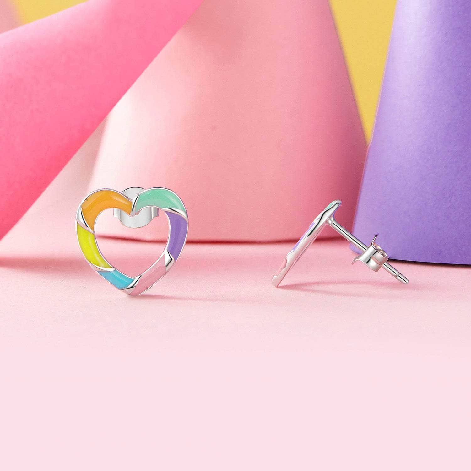 jewelaus Earrings Rainbow Heart Earrings