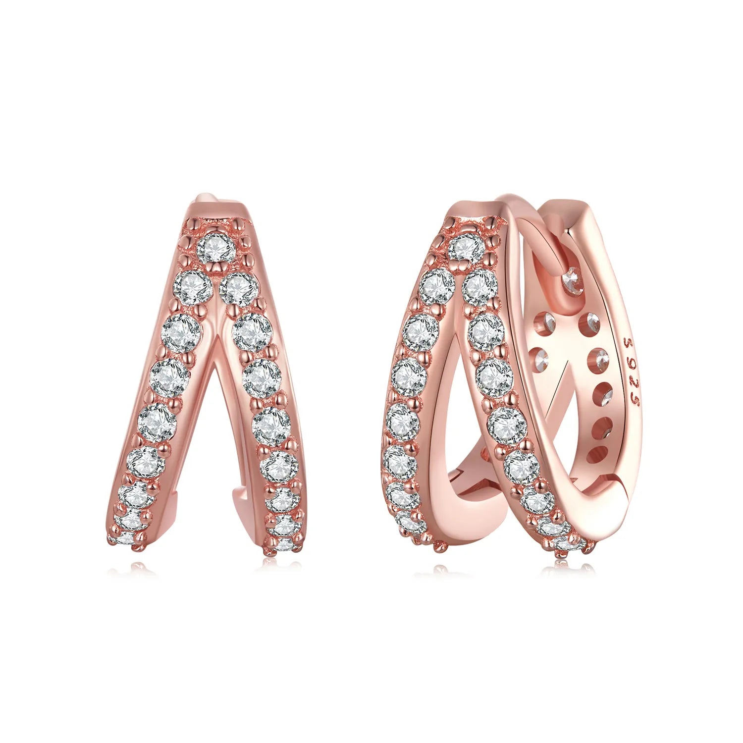 jewelaus Earrings Rose Gold Double Hoops