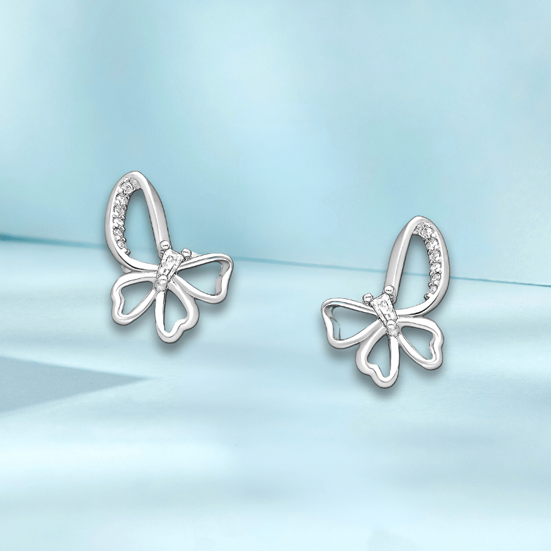 jewelaus Earrings Silver Butterfly Earrings