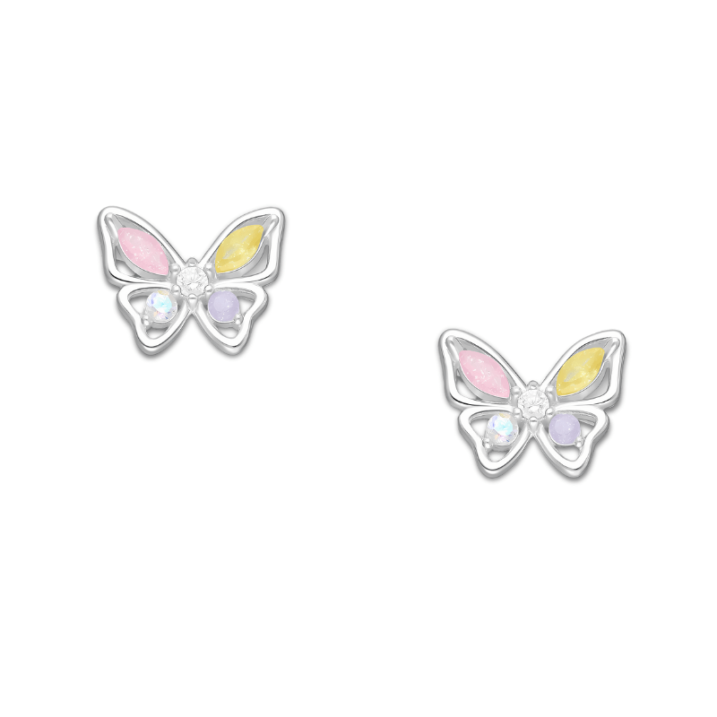 jewelaus Earrings Silver Butterfly Push-Back Earrings