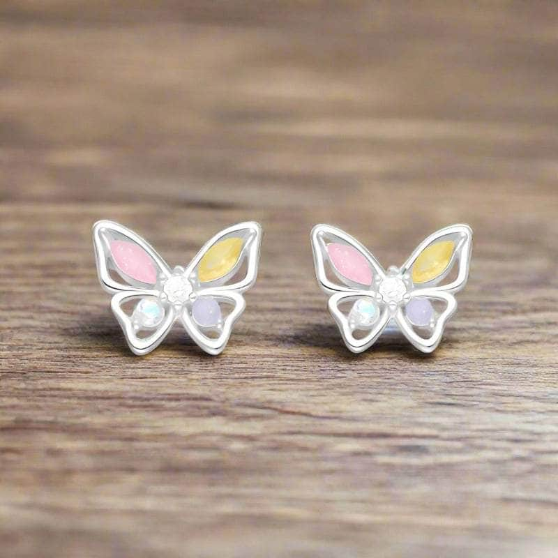 jewelaus Earrings Silver Butterfly Push-Back Earrings