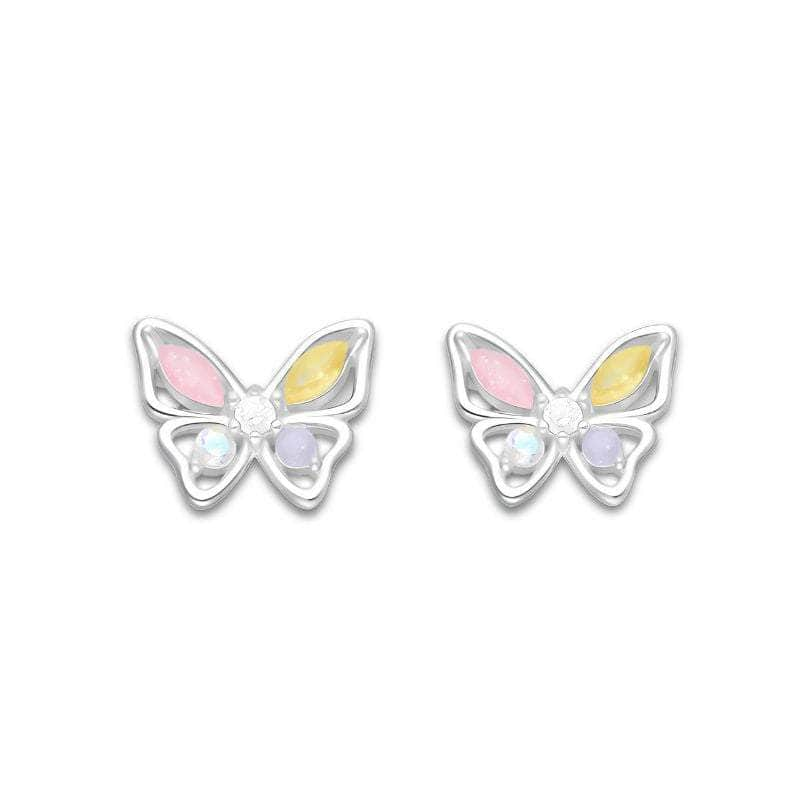 jewelaus Earrings Silver Butterfly Push-Back Earrings