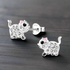 Silver Cat Stud Earrings