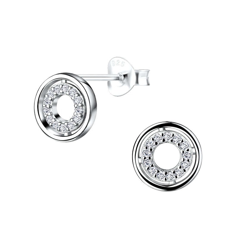 jewelaus Earrings Silver Circle Stud Earrings
