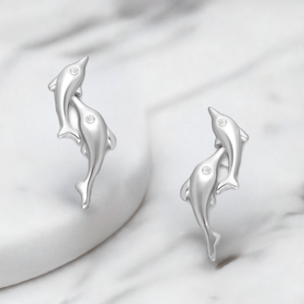 jewelaus Earrings Silver Dolphin Earrings